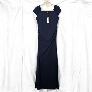 Mother Bee Maxi Maternity Dress Women's Size Medium Blue Long‎ Stretch Casual